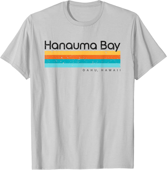Vintage Hanauma Bay Hawaii Retro Design T-Shirt - T-Shirt | Ash