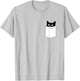 Cute Black Cat Spy Peeking in Pocket for Kitten Lovers T-Shirt - T-Shirt | Ash