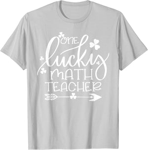 One Lucky Math Teacher Matching St Patrick's Day Funny Gifts T-Shirt - T-Shirt | Ash