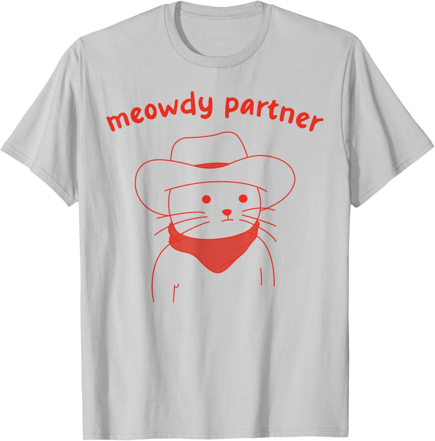 Meowdy Partner Cat Cowboy T-Shirt - T-Shirt | Ash