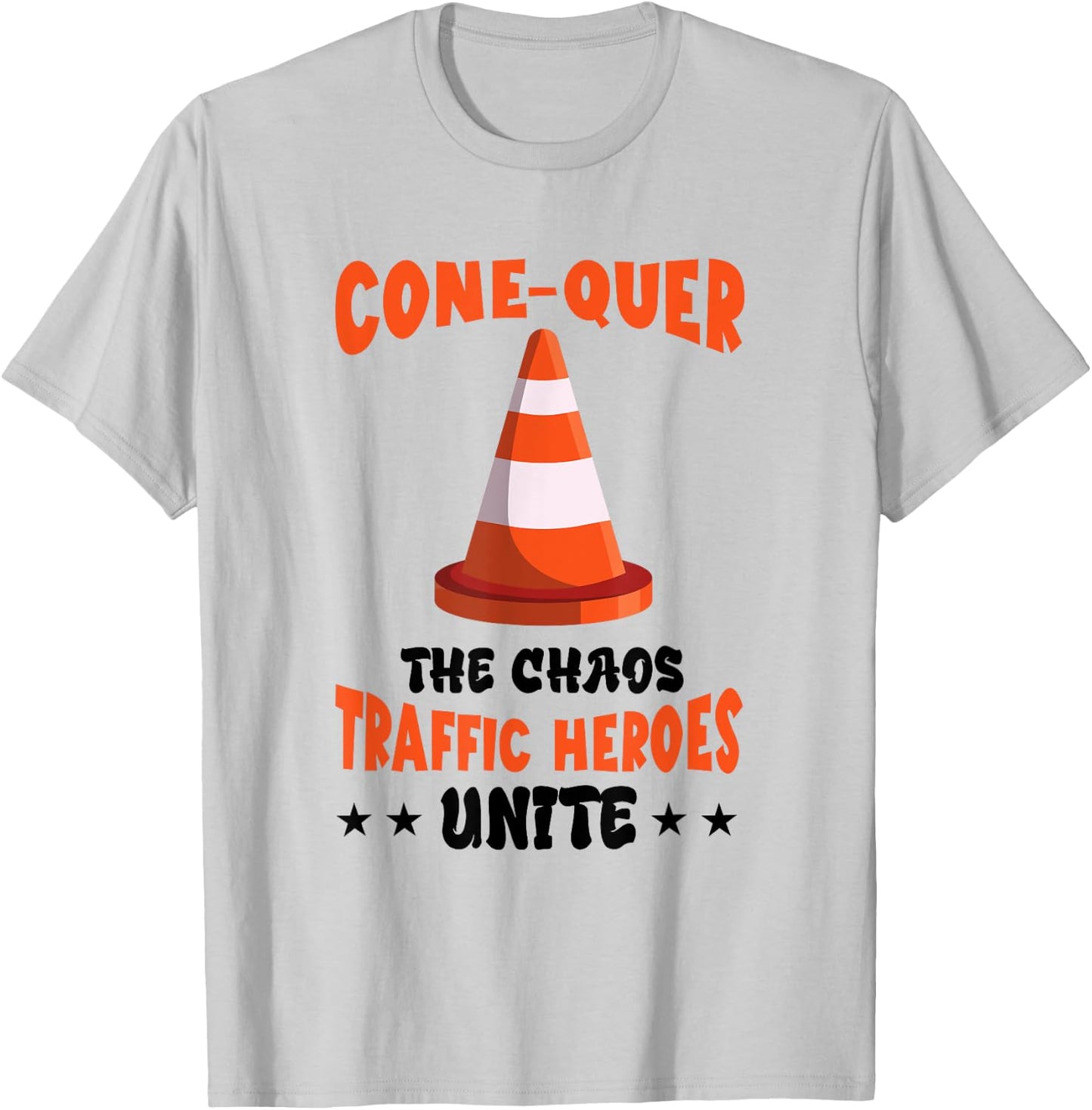 Conquer The Chaos Funny Halloween Costume Traffic Cone T-Shirt - T-Shirt | Ash