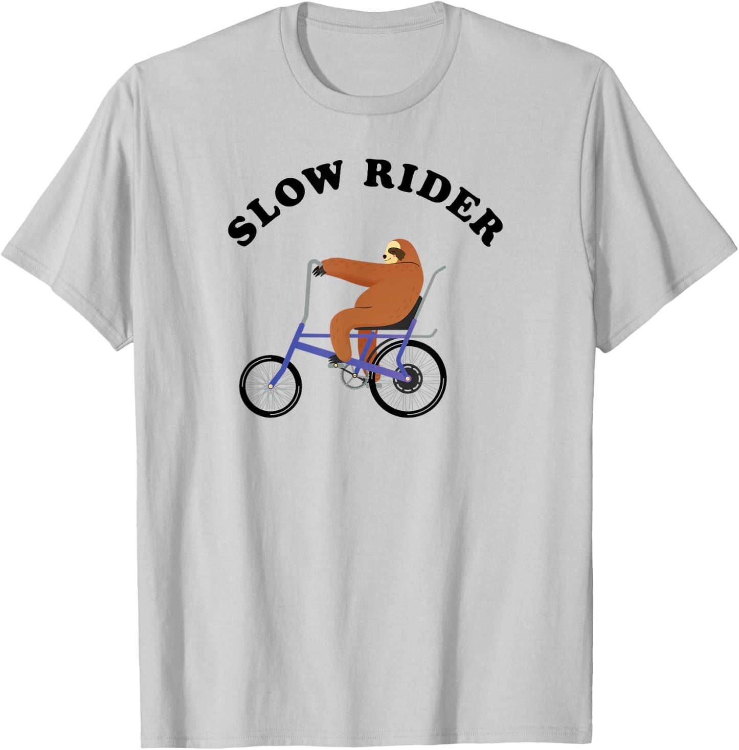 Slow Rider - Sloth Riding On Low RIder Vintage Bicycle T-Shirt - T-Shirt | Ash