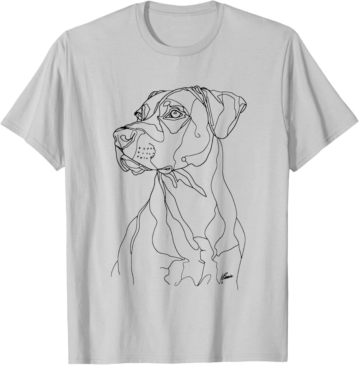 Black Mouth Cur Dog Line Art Minimalist Mom Dad T-Shirt - T-Shirt | Ash