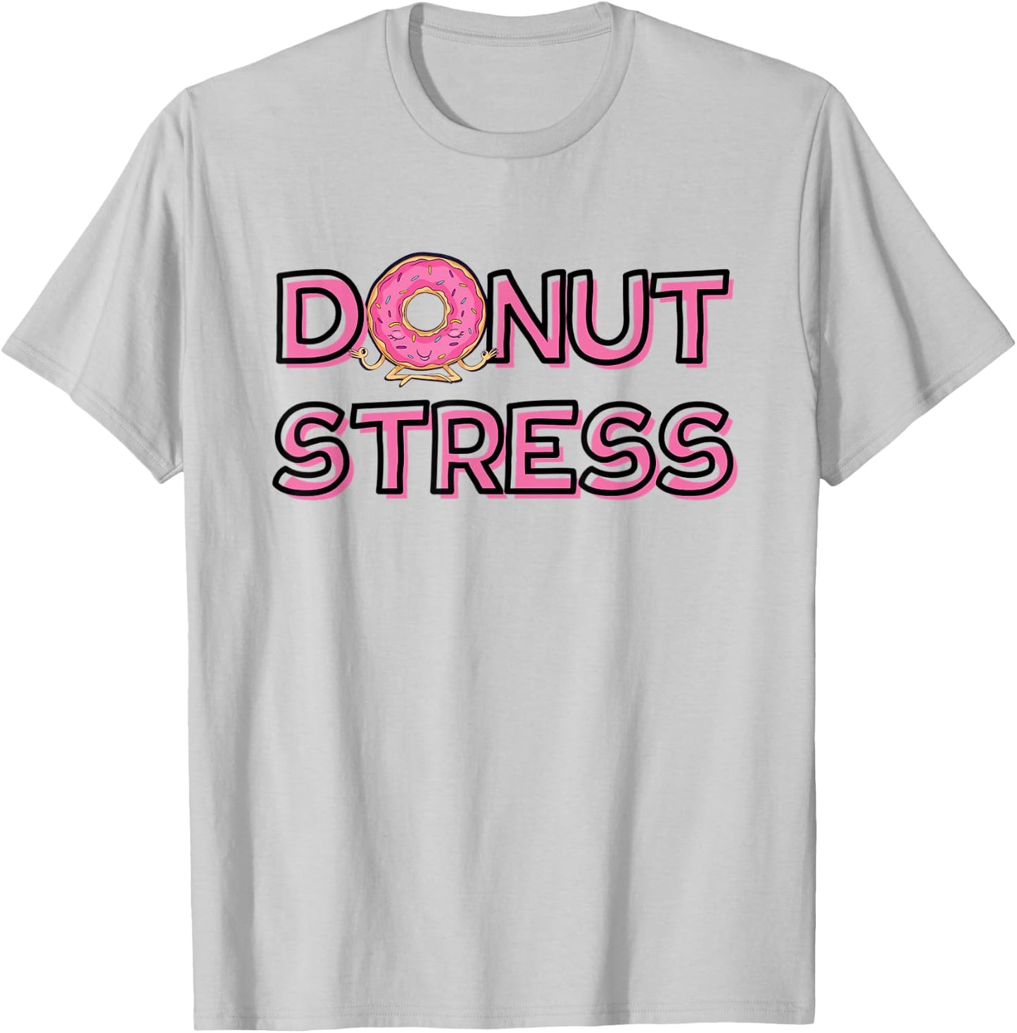 Donut Stress with pink yoga donut T-Shirt - T-Shirt | Ash