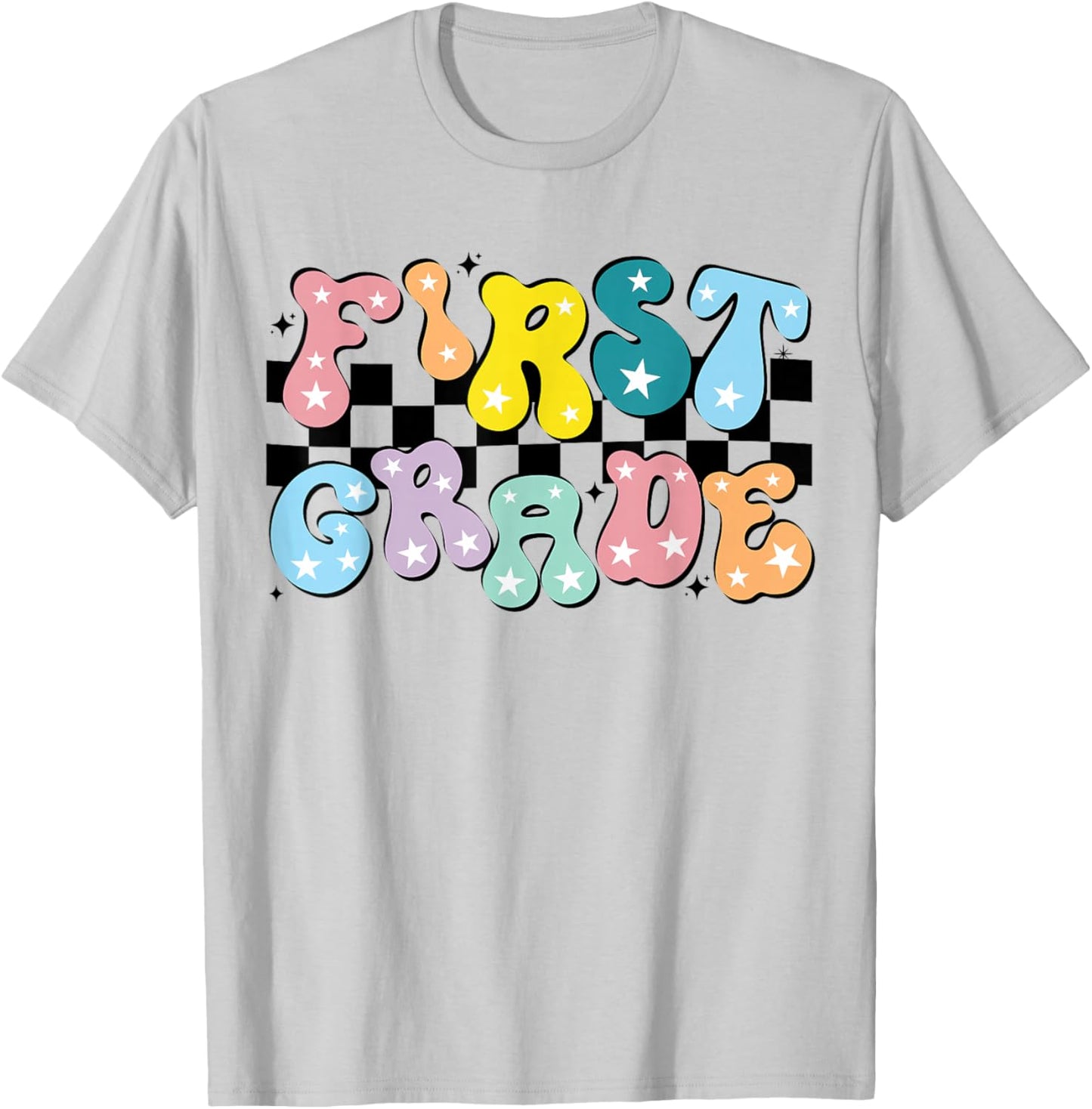Retro First Grade Teacher 1st Grade Team Group Groovy T-Shirt - T-Shirt | Ash