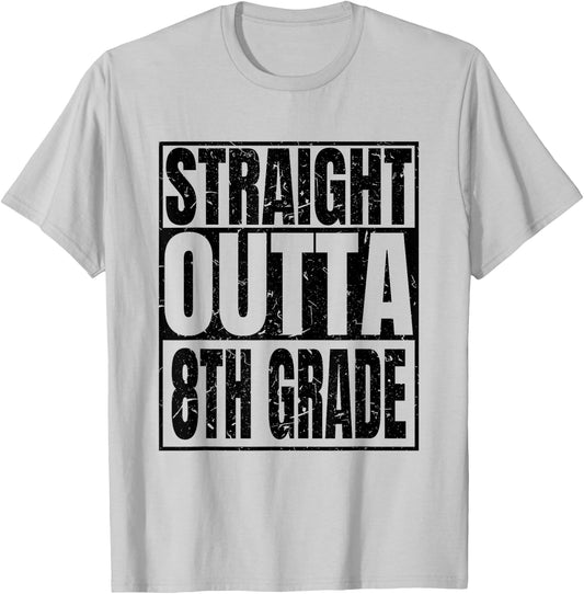 Straight Outta 8th Grade Graduation 2025 Degree Class Gifts T-Shirt - T-Shirt | Ash