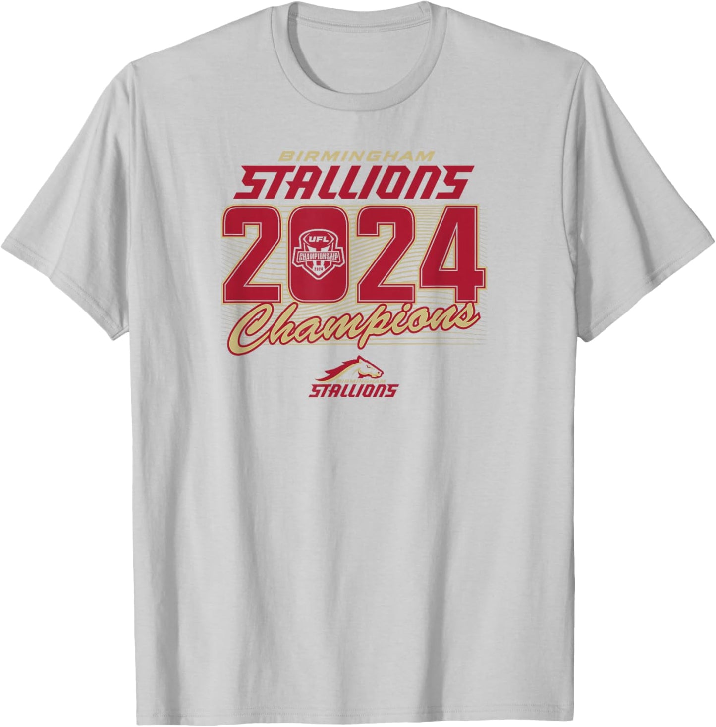 Birmingham Stallions - 2024 UFL Champions - UFL T-Shirt - T-Shirt | Ash