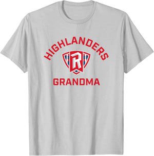 Radford University Highlanders Arched Grandma T-Shirt - T-Shirt | Ash