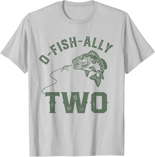 O-fish-ally Two Birthday Decorations 2nd Birthday Boy T-Shirt - T-Shirt | Ash