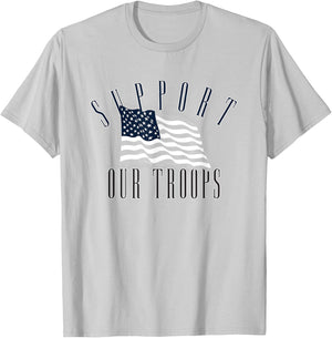 Support Our Troops Army United States Military Flag Red T-Shirt - T-Shirt | Ash