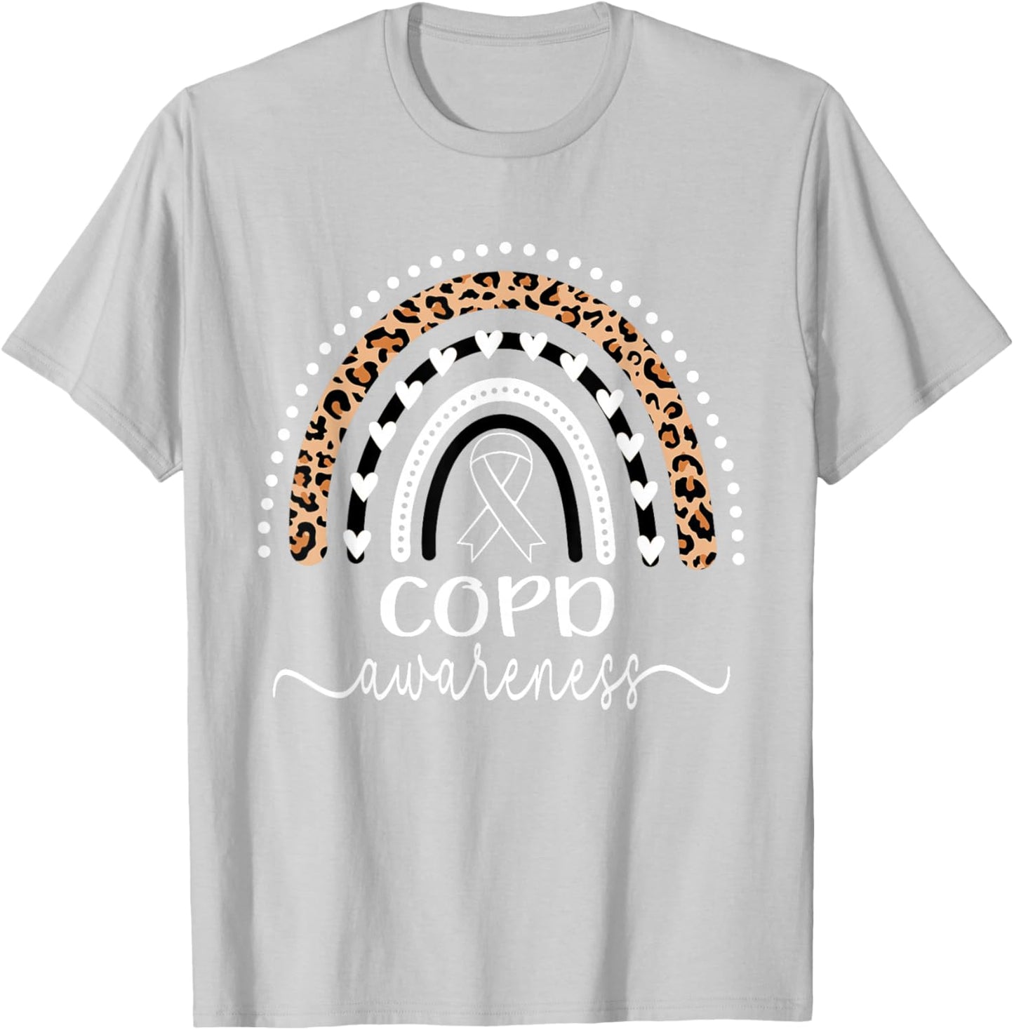 COPD Awareness Wear Orange Leopard Rainbow T-Shirt - T-Shirt | Ash