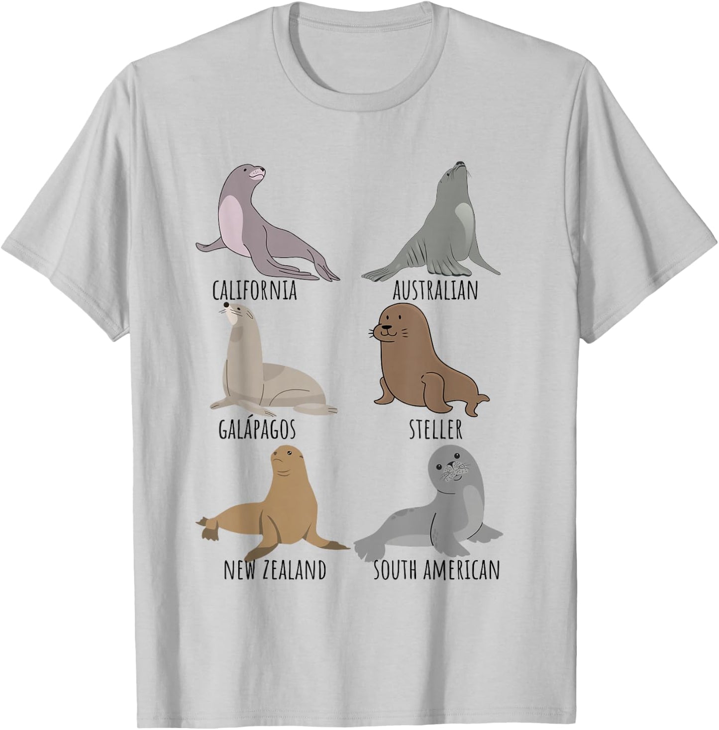 Seal Species Collection For Sea Lion Animal Lovers Biologist T-Shirt - T-Shirt | Ash