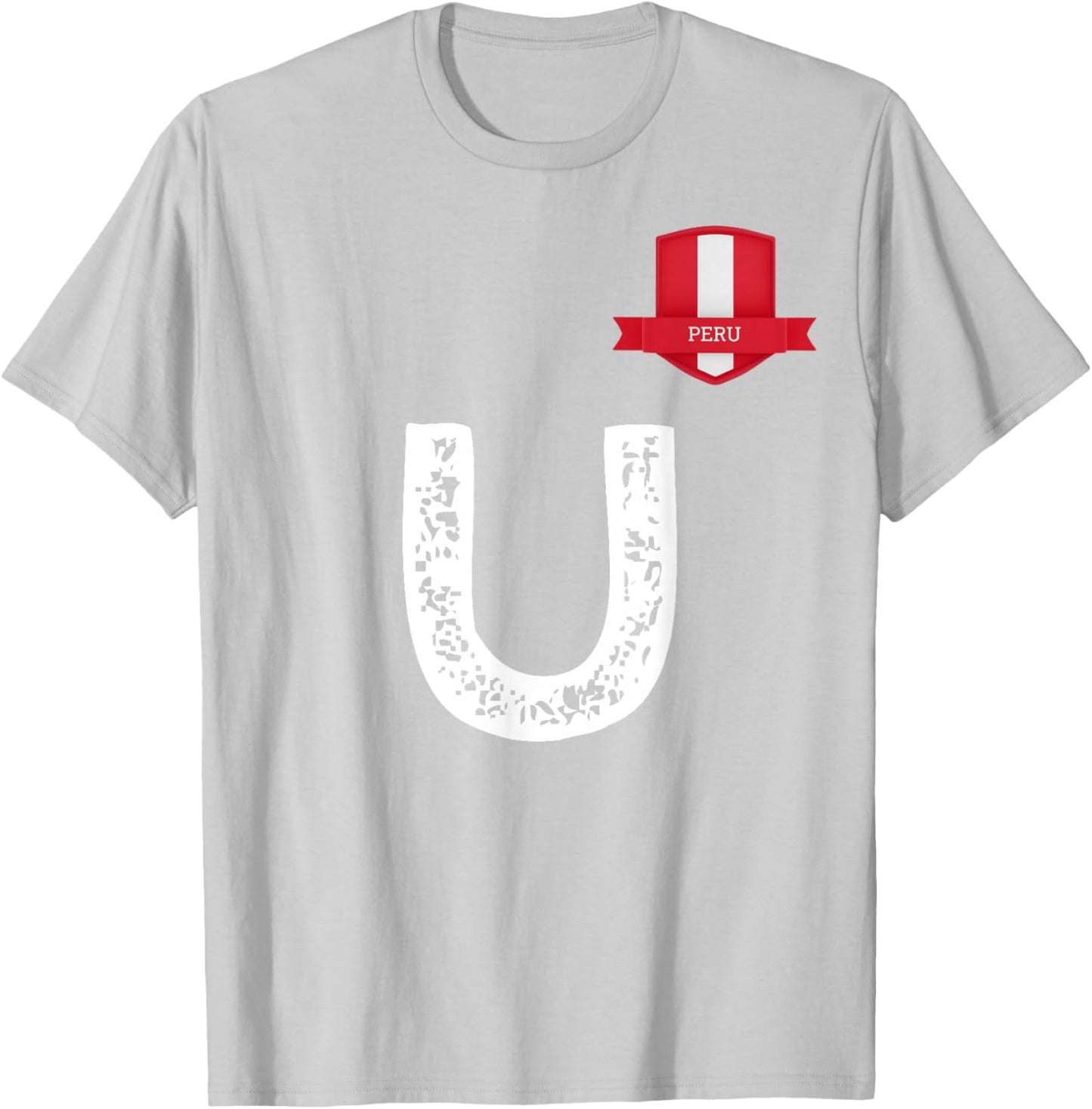 Peru Human-Flag Letter U Peru T-Shirt - T-Shirt | Ash