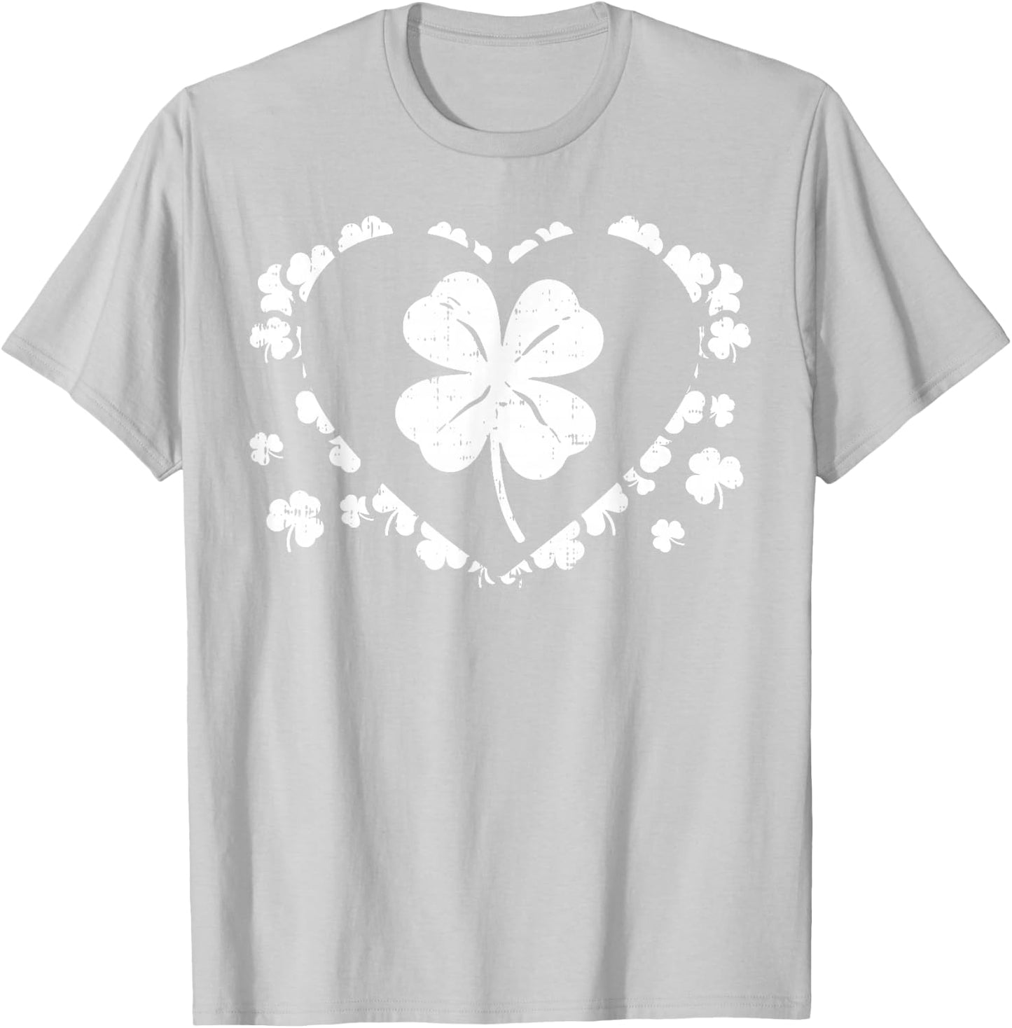 Shamrock Heart Four Leaf Clover Lucky St Patricks Day Gift T-Shirt - T-Shirt | Ash
