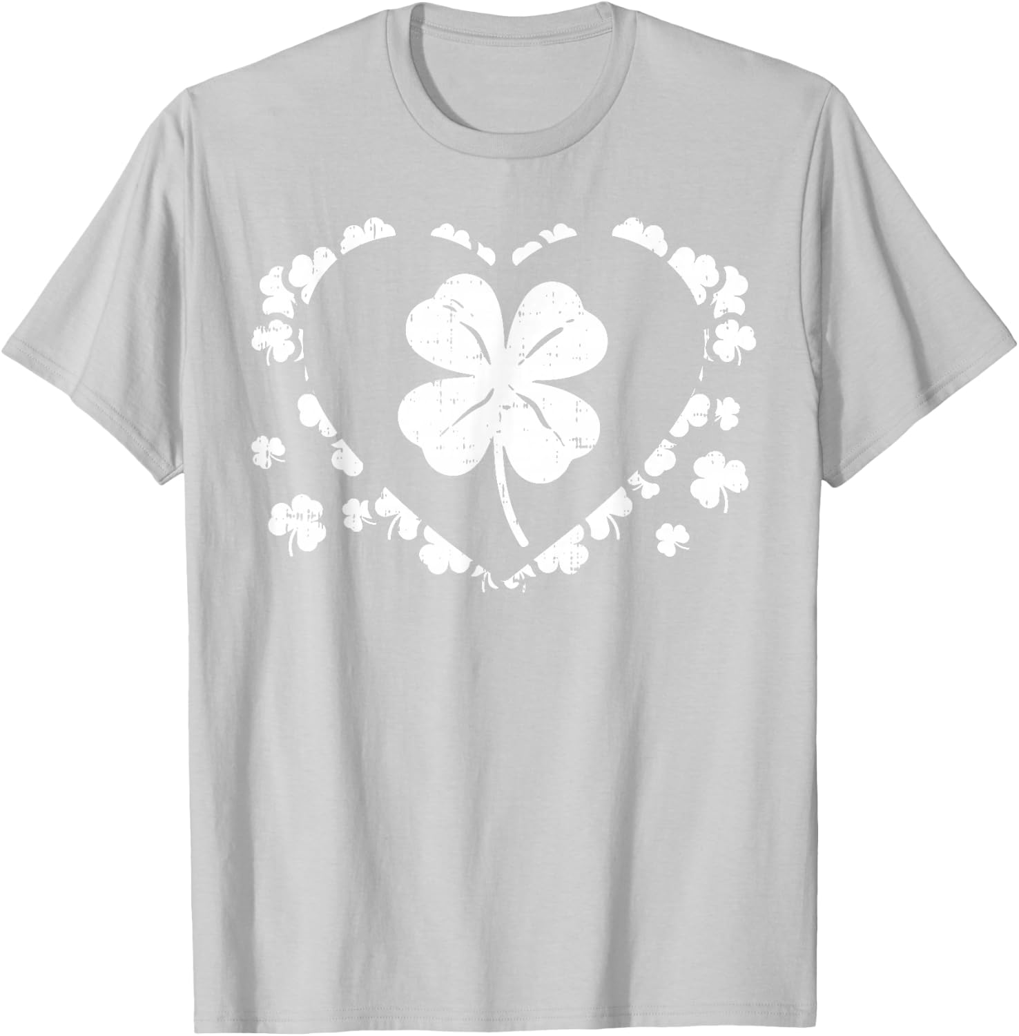 Shamrock Heart Four Leaf Clover Lucky St Patricks Day Gift T-Shirt - T-Shirt | Ash