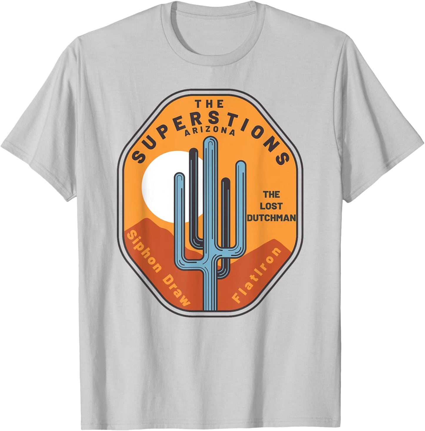 Arizona Retro Vintage Saguaro SUPERSTITIONS MOUNTAINS T-Shirt - T-Shirt | Ash