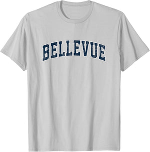 Bellevue Wisconsin WI Vintage Sports Design Navy Design T-Shirt - T-Shirt | Ash