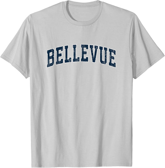 Bellevue Wisconsin WI Vintage Sports Design Navy Design T-Shirt - T-Shirt | Ash