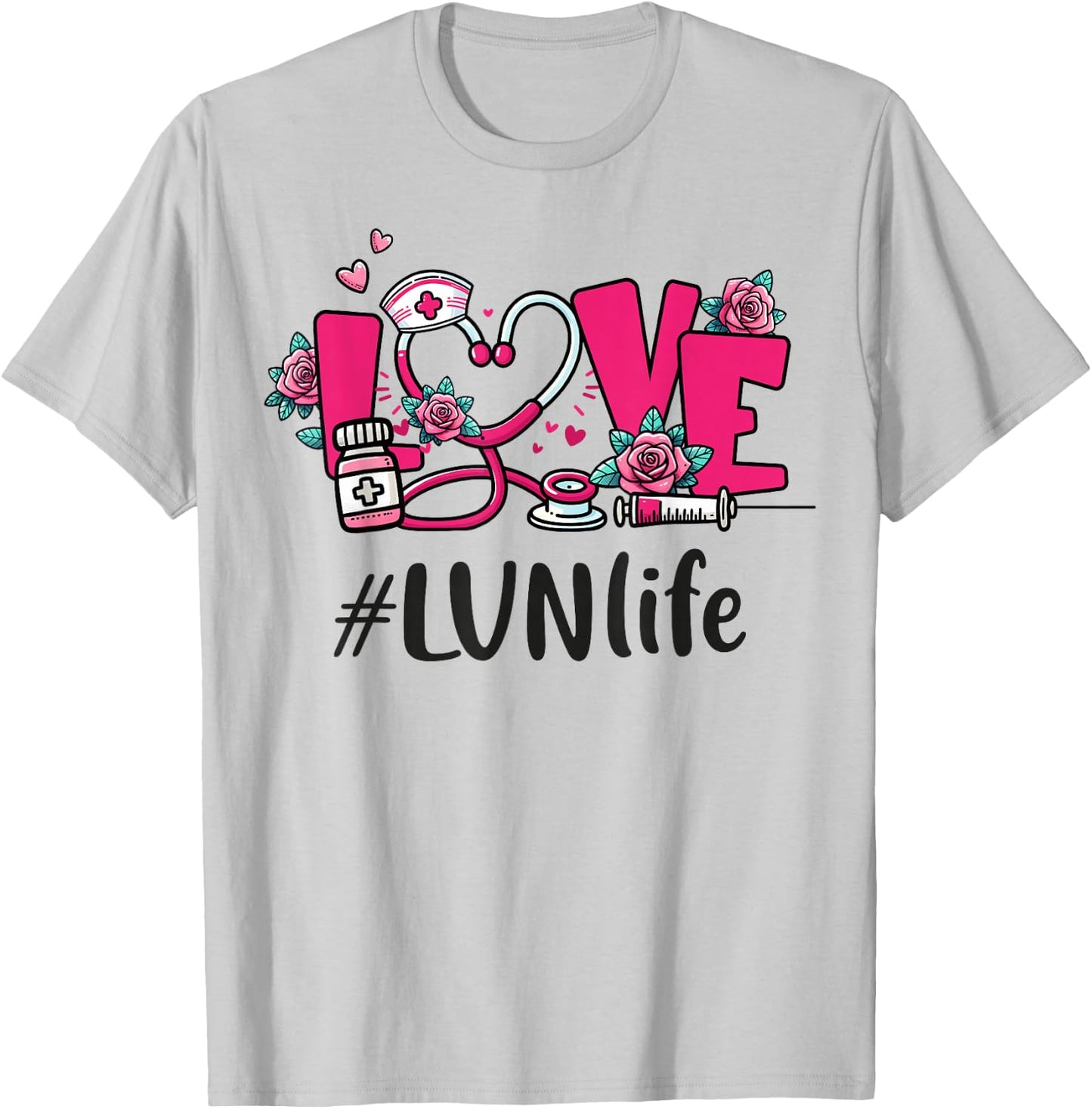 LVN Licensed Vocational Nurse Love Valentines Appreciation T-Shirt - T-Shirt | Ash