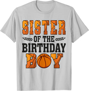 Sister Of The Birthday Boy Basketball 1st Bday T-Shirt - T-Shirt | Ash