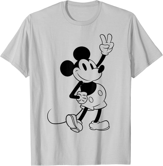 Disney Mickey And Friends Mickey Peace Outline T-Shirt - T-Shirt | Ash