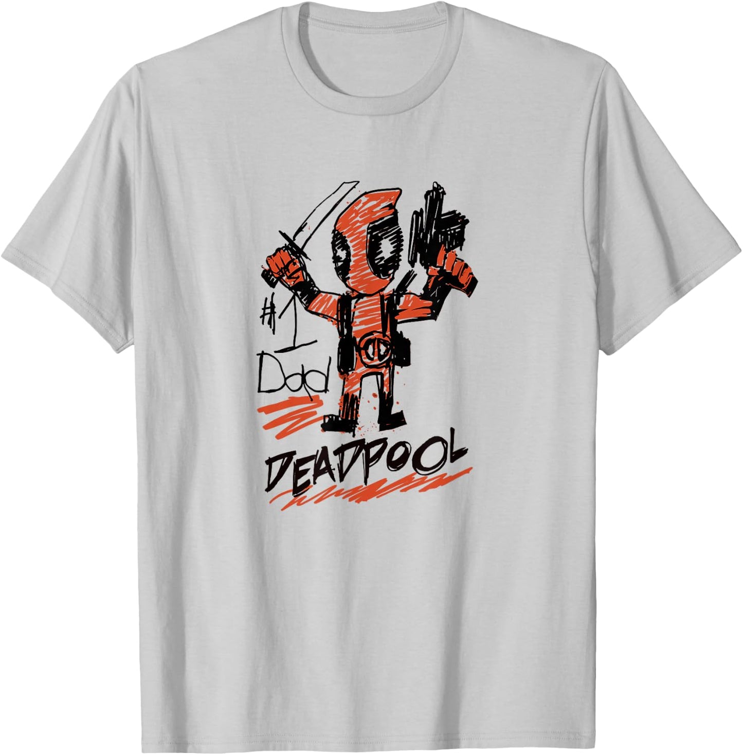Marvel Deadpool #1 Dad Deadpool Sketch Father's Day T-Shirt - T-Shirt | Ash