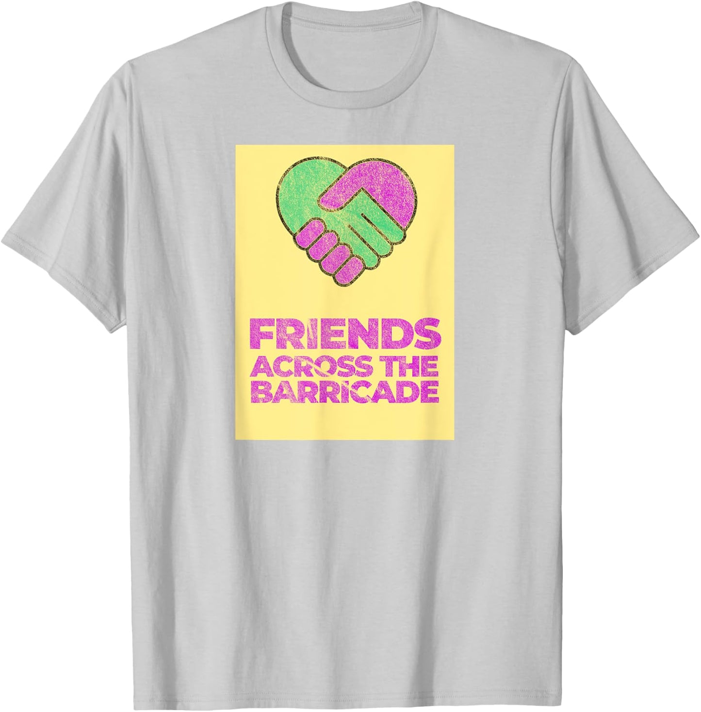Friends Across The Barricade (1990 Vintage Worn Look) T-Shirt - T-Shirt | Ash