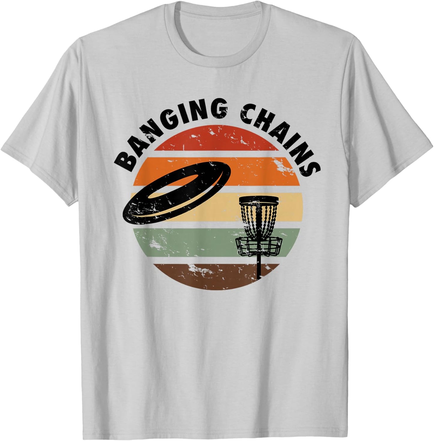 Banging Chains Disc Golf Retro Frisbee T-Shirt - T-Shirt | Ash