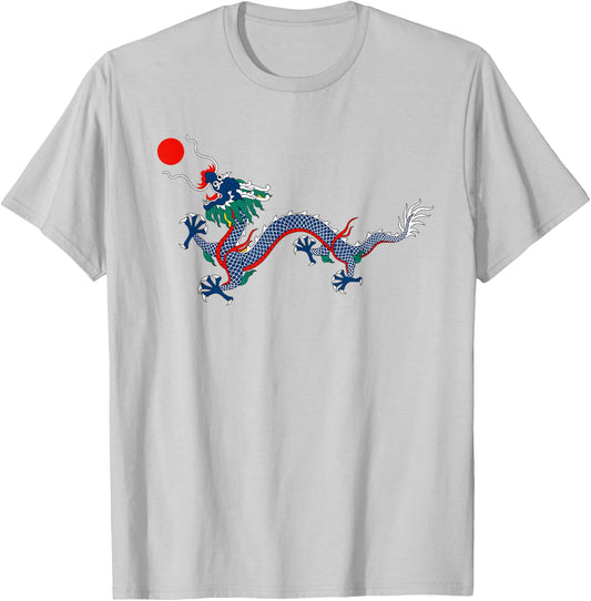 China Flag Imperial Yellow Dragon Flag Qing Dynasty T-Shirt - T-Shirt | Ash