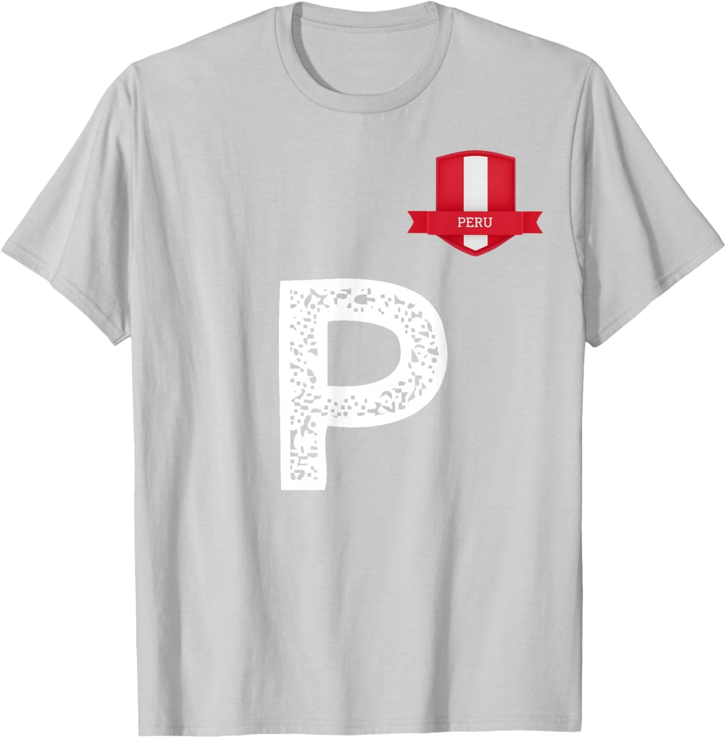 Peru Human Flag Letter P Peru T-Shirt - T-Shirt | Ash