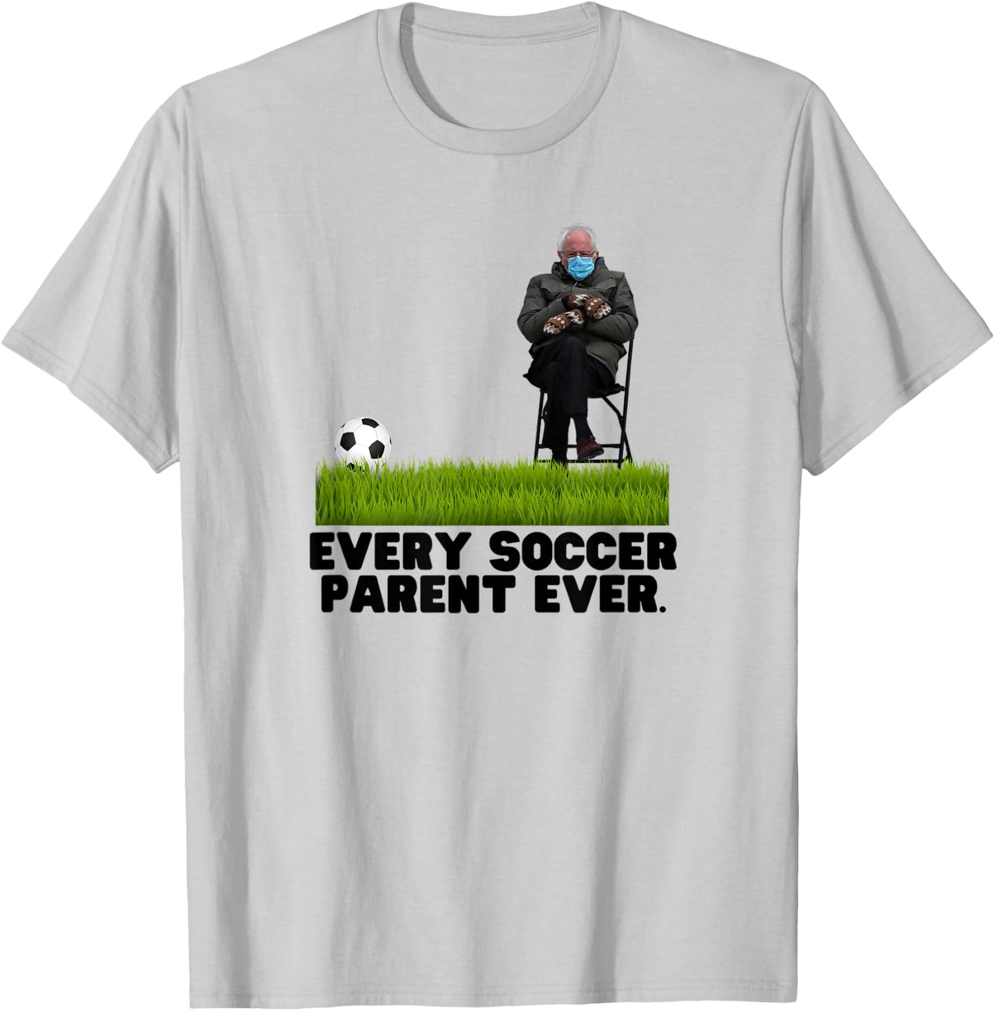 Funny Bernie Sanders Chair Meme Mittens Soccer Ball Mom T-Shirt - T-Shirt | Ash