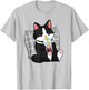 Tuxedo Cat Illustration Drinking Boba Milk Tea Design T-Shirt - T-Shirt | Ash
