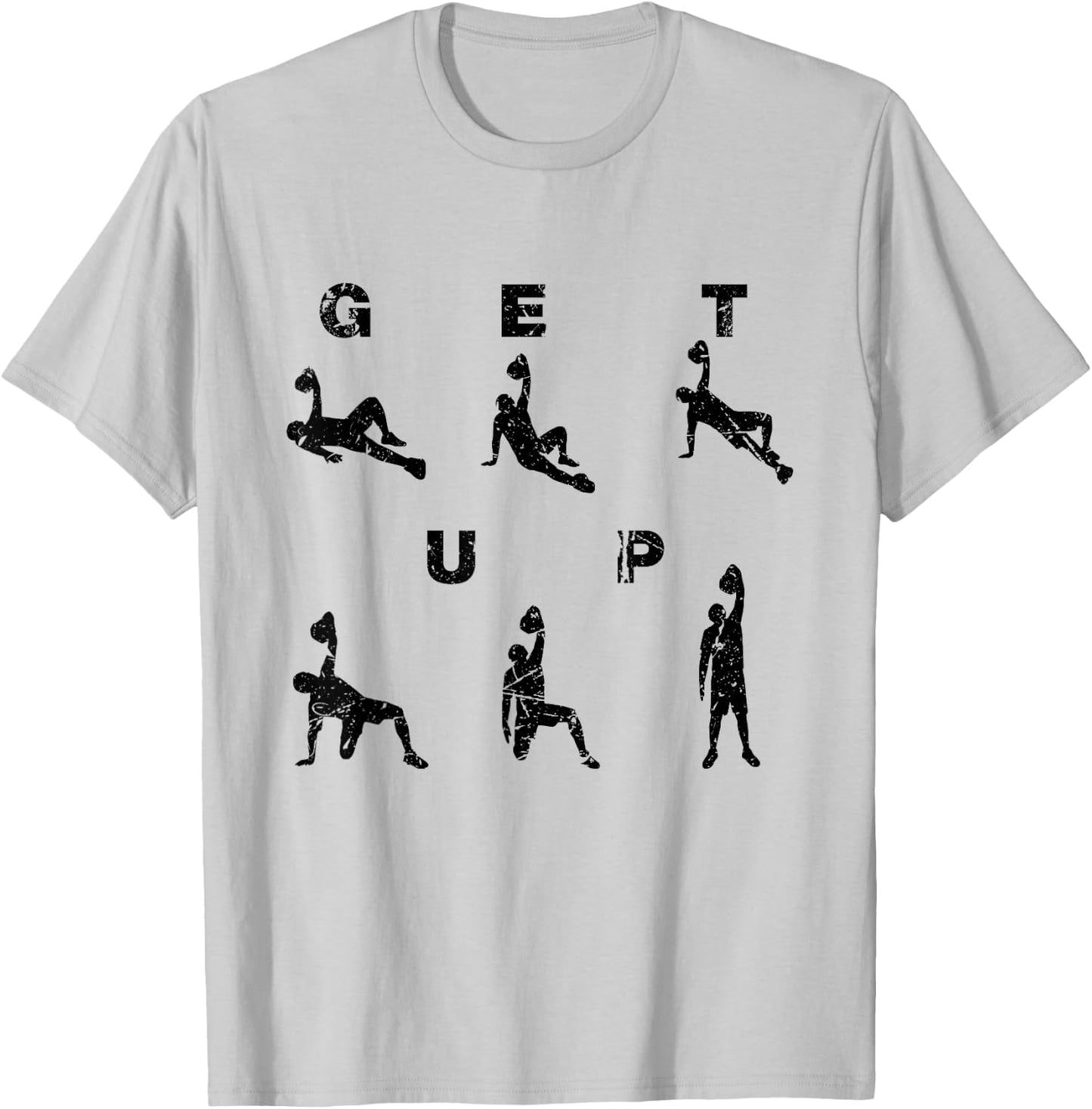 Kettlebell Workout Turkish Get Up Training Gym Fitness T-Shirt - T-Shirt | Ash