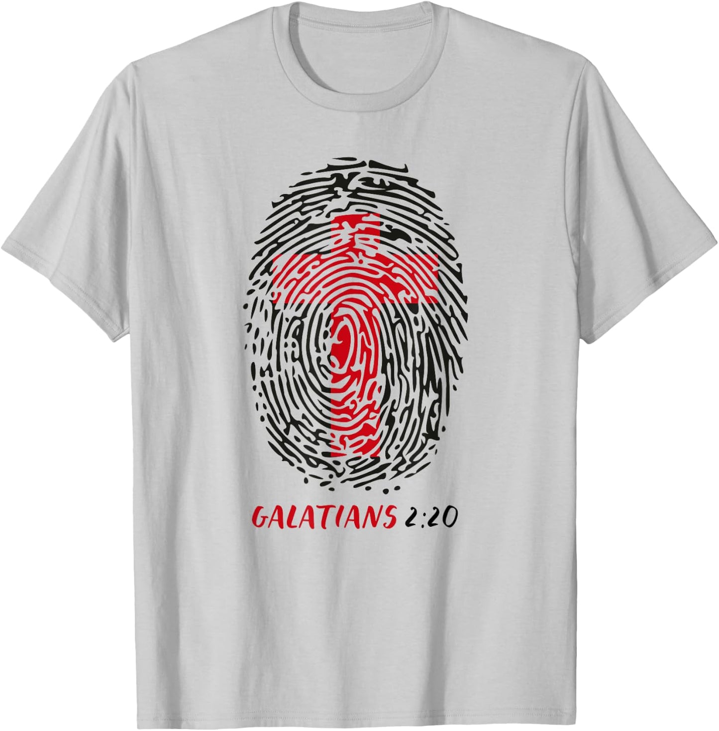 Galatians 2:20 - My Identity in Christ Cross in Thumbprint T-Shirt - T-Shirt | Ash