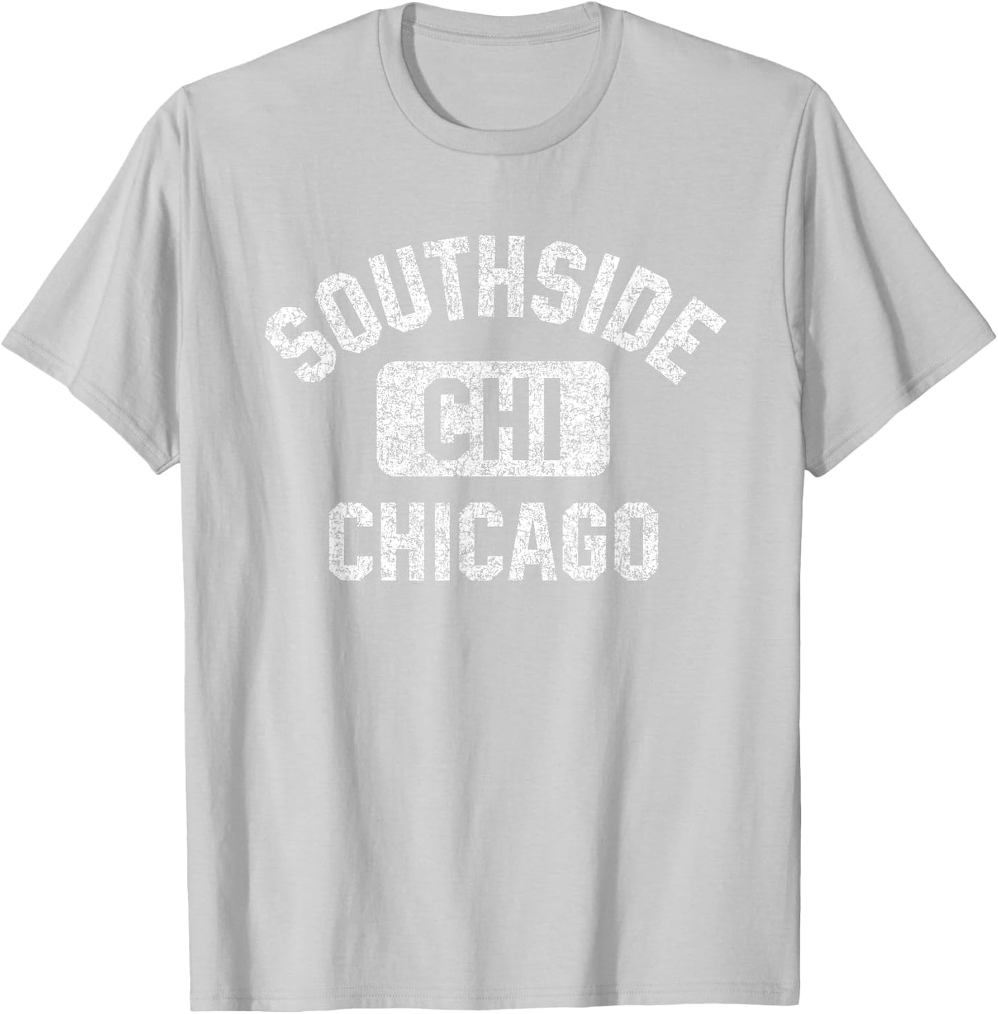 Southside Chicago Gym Style Distressed Print T-Shirt - T-Shirt | Ash