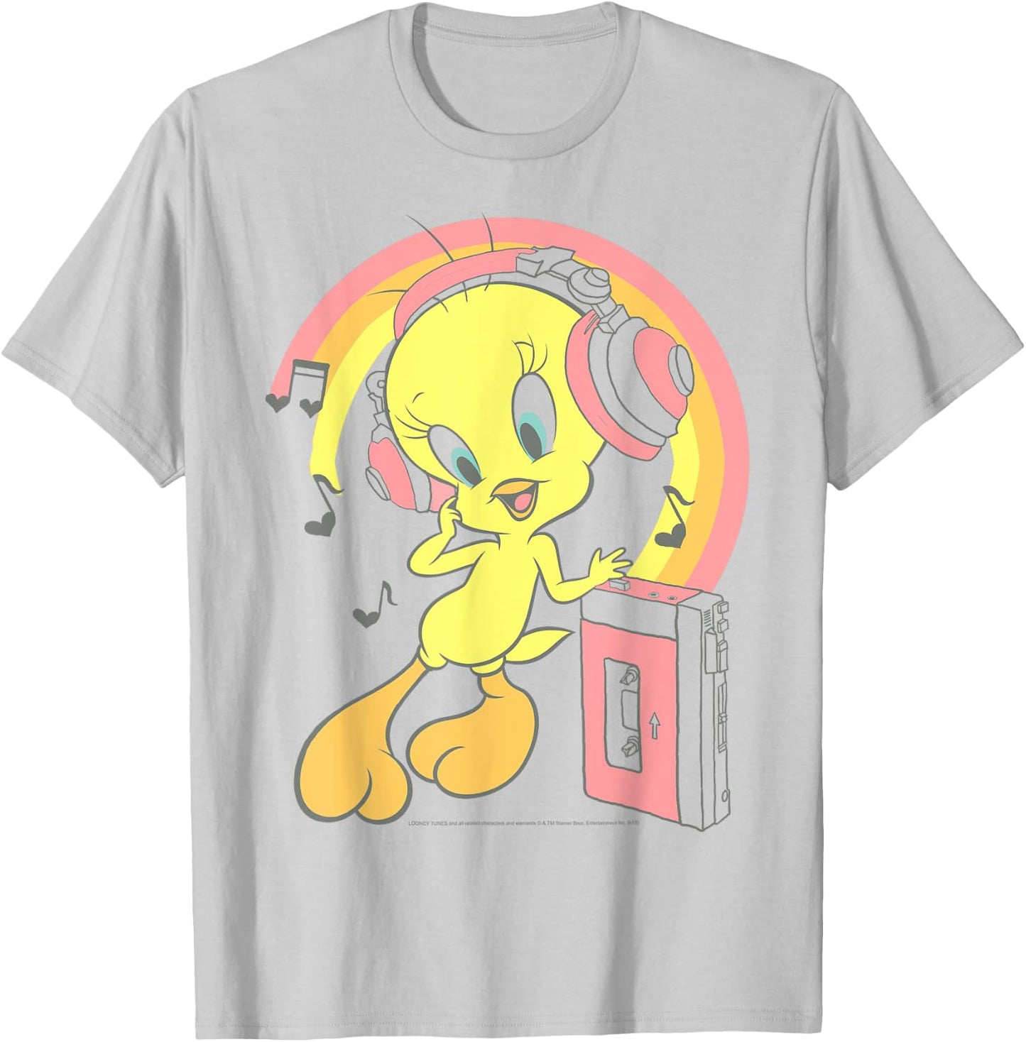 Looney Tunes Tweety Bird Music Rainbow T-Shirt - T-Shirt | Ash