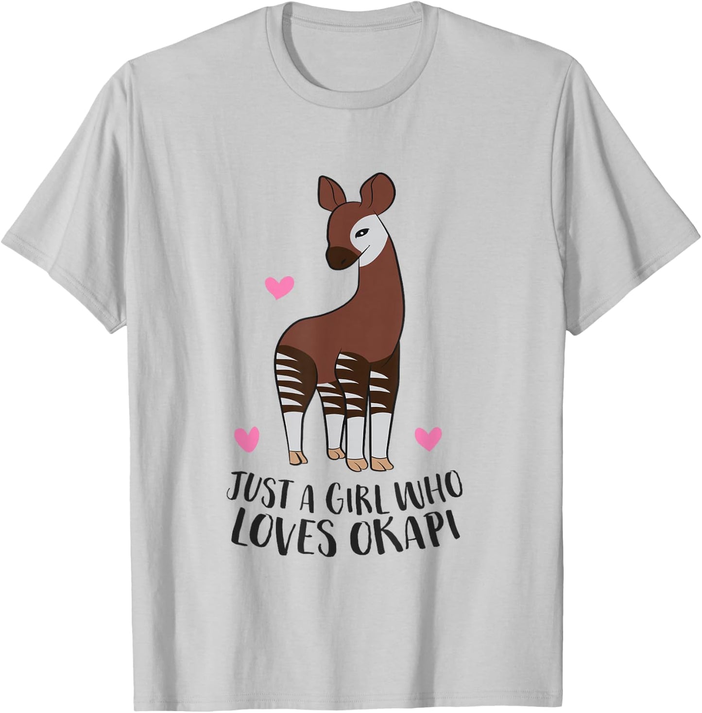 Cute Okapi Girl Just a Girl Who Loves Okapis T-Shirt - T-Shirt | Ash