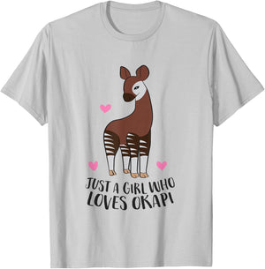 Cute Okapi Girl Just a Girl Who Loves Okapis T-Shirt - T-Shirt | Ash
