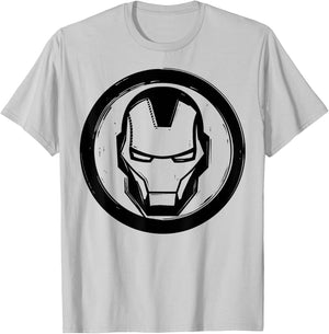 Marvel Iron Man Woodcut Logo T-Shirt - T-Shirt | Ash