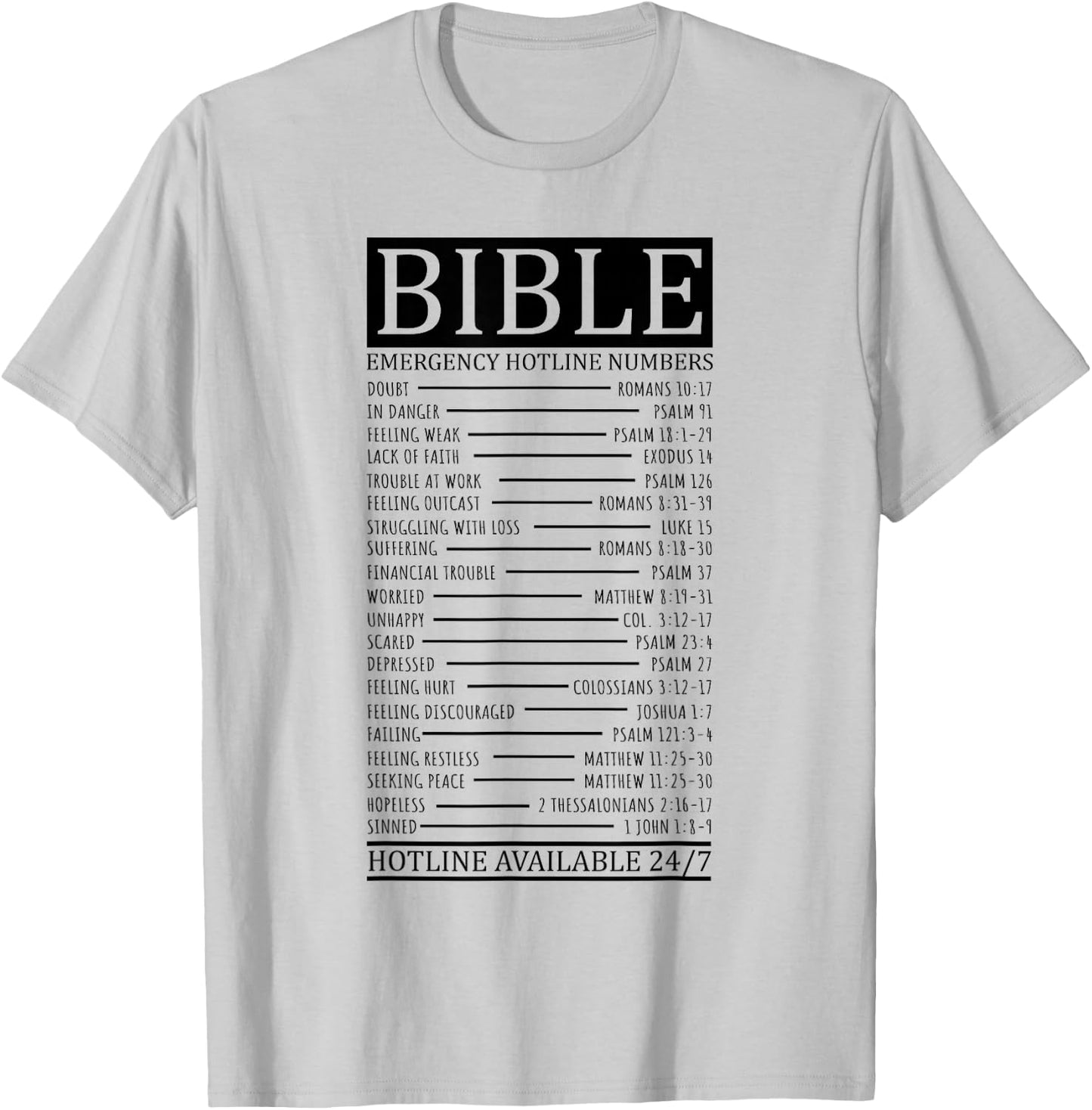 Bible Emergency Hotline Numbers | Christian T-Shirt - T-Shirt | Ash