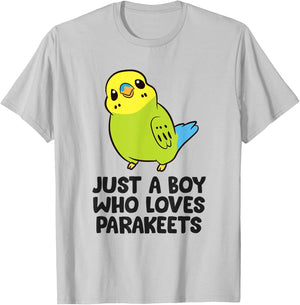Parakeet Boy Just a Boy Who Loves Parakeets T-Shirt - T-Shirt | Ash