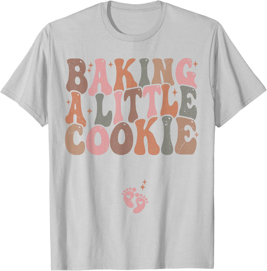 Baking a Little Cookie Christmas Pregnancy Announcement T-Shirt - T-Shirt | Ash