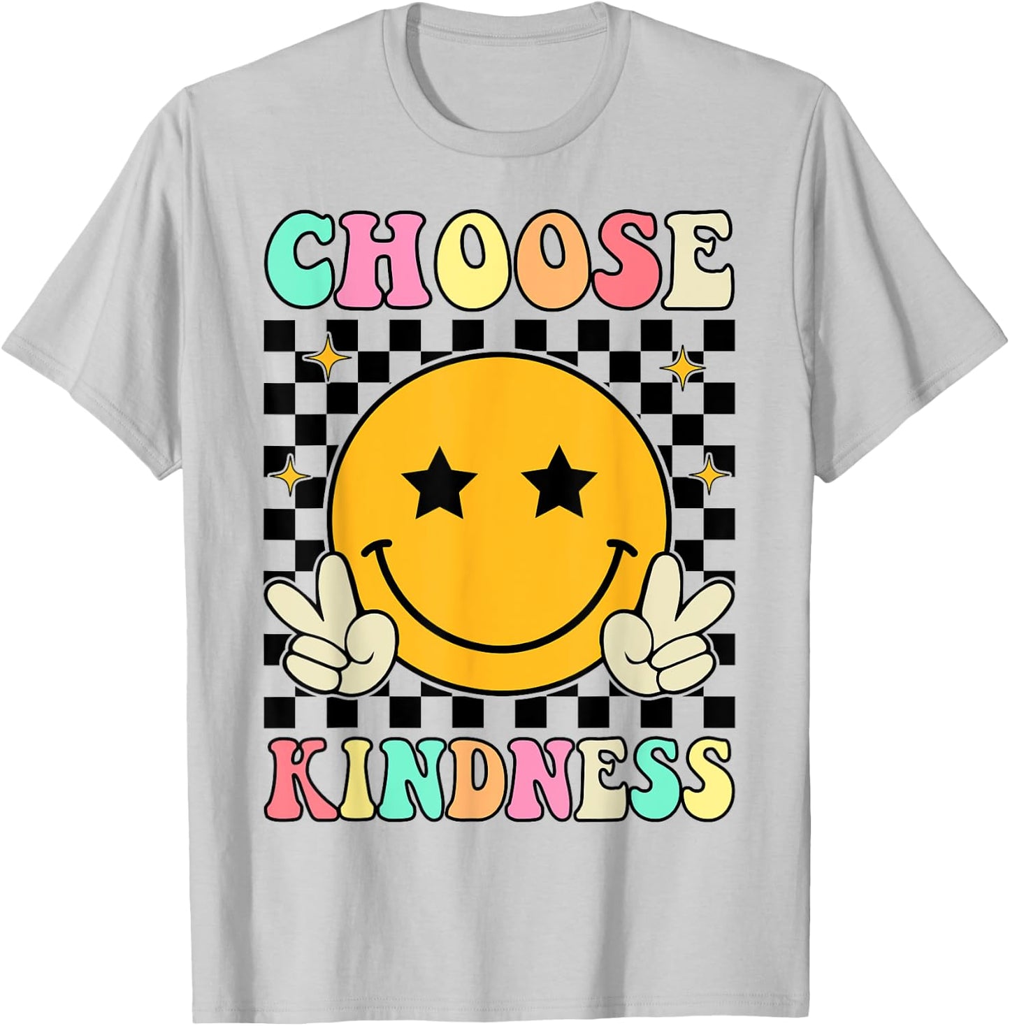 Choose Kindness Retro Groovy Kindness Inspirational , Small T-Shirt - T-Shirt | Ash