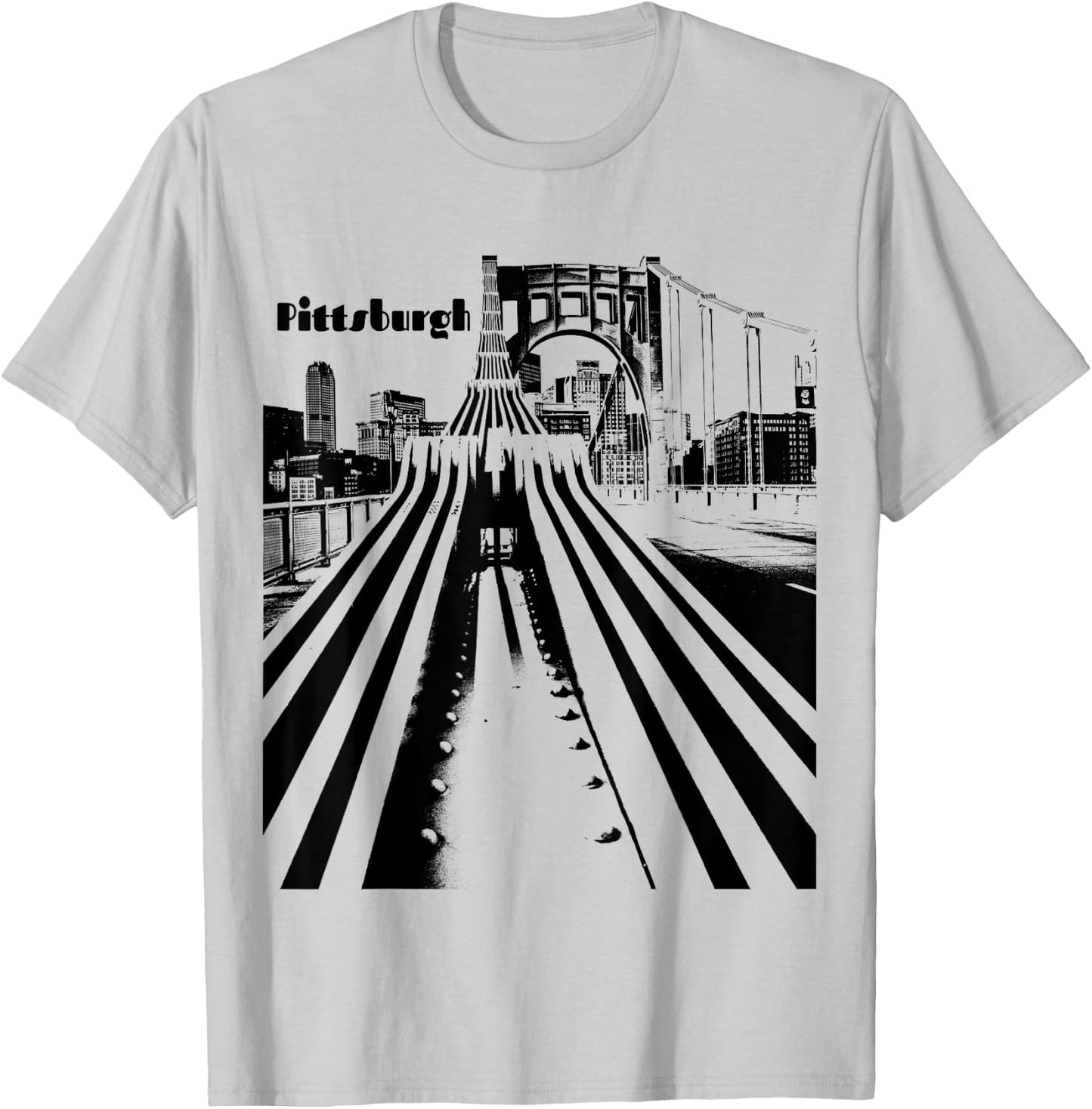 Pittsburgh City Skyline Bridge Steel City Pennsylvania 412 T-Shirt - T-Shirt | Ash