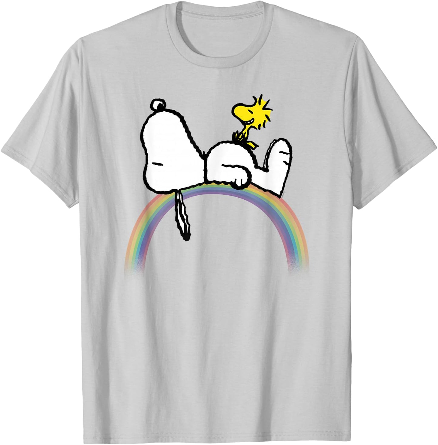 Peanuts Snoopy Woodstock Rainbow T-Shirt - T-Shirt | Ash