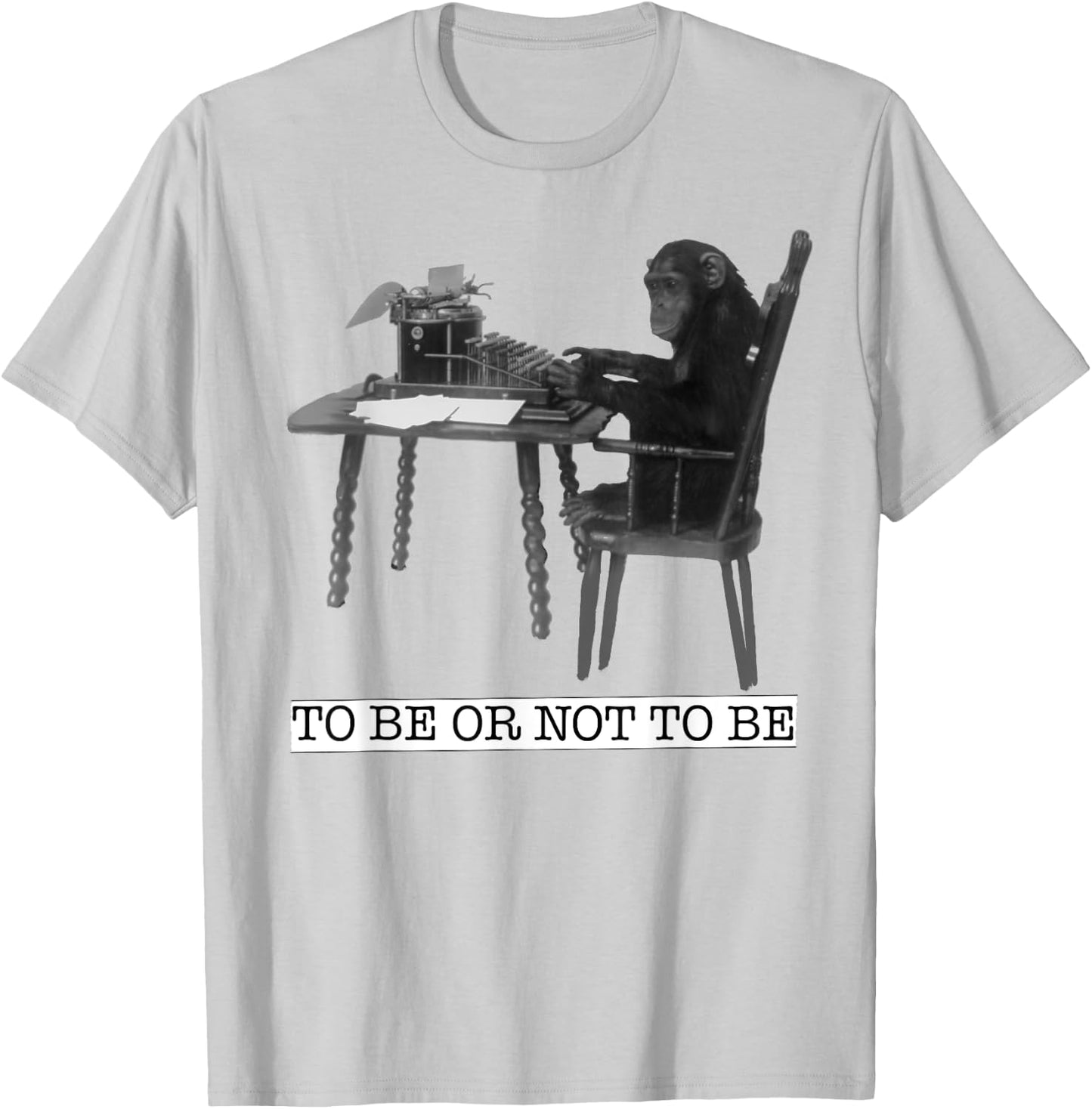 Infinite Monkey Theorem Monkey on Typewriter Maths Geek T-Shirt - T-Shirt | Ash