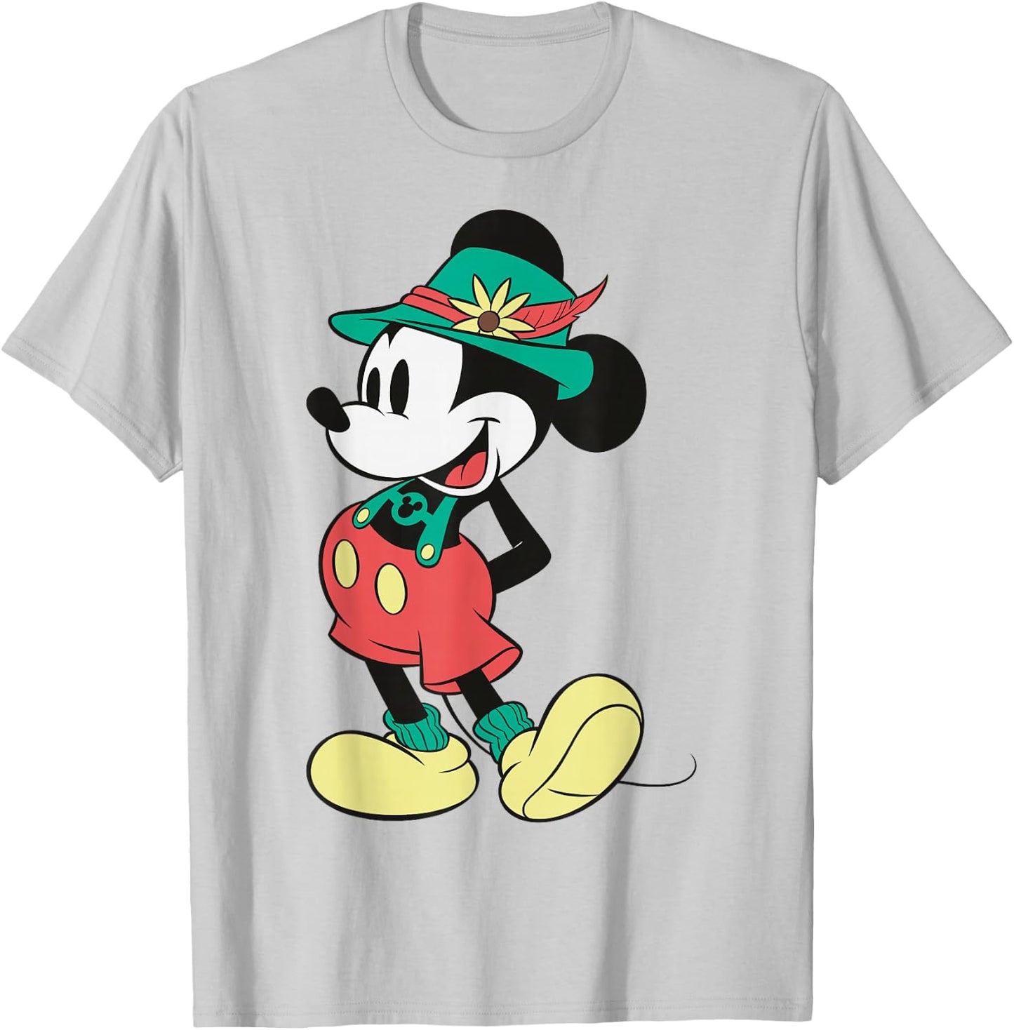 Disney Mickey And Friends Mickey Mouse Lederhosen Portrait T-Shirt - T-Shirt | Ash
