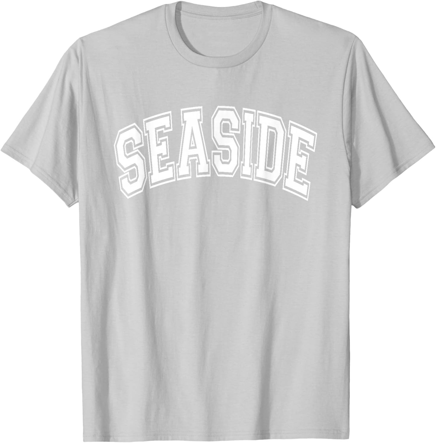 Seaside Arched Style Text Pink with White Print T-Shirt - T-Shirt | Ash