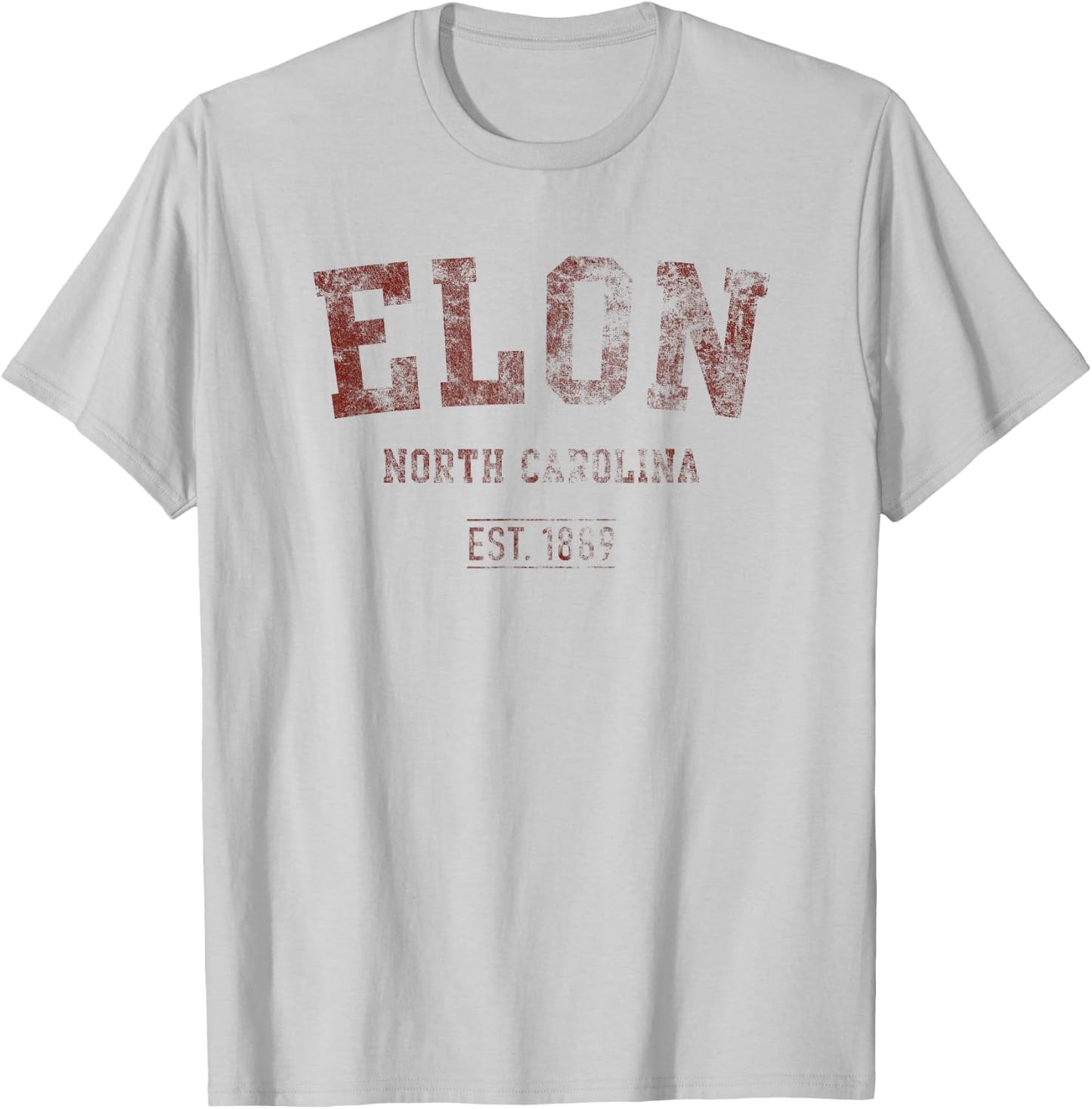 Elon North Carolina Distressed Text Sport Style T-Shirt - T-Shirt | Ash