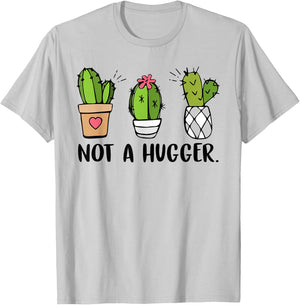 Not A Hugger Cactus Cute Kawaii Do Not Hug Sarcastic T-Shirt - T-Shirt | Ash